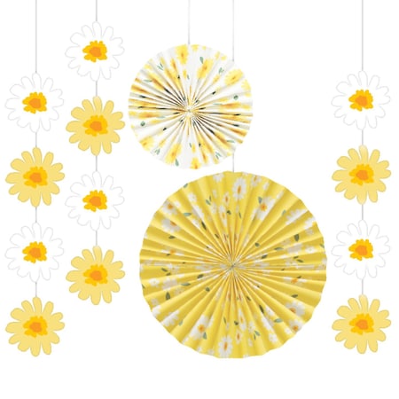 Creative Converting Sweet Daisy Hanging Paper Fans and Danglers, 60PK 372471